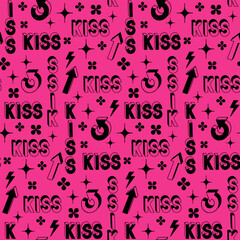 Poster - High contrast 90s style vintage pattern with words