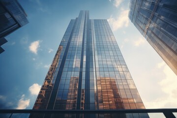 Wall Mural - A picture of a very tall building with numerous windows. This versatile image can be used to depict urban architecture, modern cityscape, corporate offices, skyscrapers, or urban development