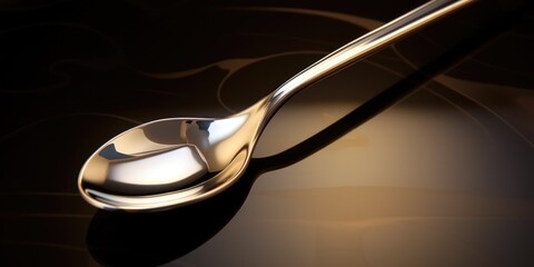 Poster - A spoon sitting on top of a table. Perfect for food and dining related projects