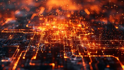 Poster - Digital world presented through glowing elements