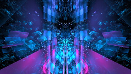 Poster - Technology abstract digital background, futuristic communication, design network space, science tech grid concept, cyberspace blue matrix. 3d render