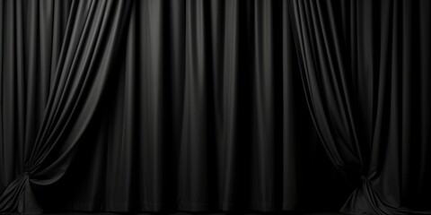 Aufkleber - A black stage with a black curtain. Perfect for theater productions and dramatic performances