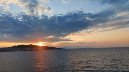  Deniz ve deniz dalgaları, Sea and sea waves - Gün batımı, sunset- sea travel on a boat, teknede deniz seyahati- sea view, deniz manzarası- Akdeniz, Mediterranean- view, manzara