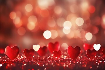 Poster - A collection of red hearts arranged neatly on a table. Perfect for expressing love and affection.