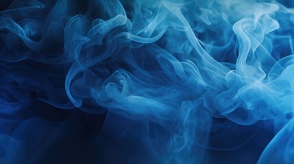 Poster - Close-up view of blue smoke against a black background. Perfect for adding a mysterious and ethereal touch to your designs