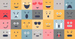 Emotional regulation examples with various facial expression collection, transparent background.Different feelings and moods with psychological mindsets.