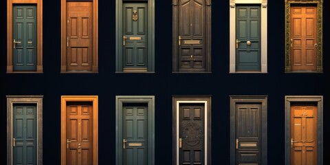 Poster - A collection of doors in various vibrant colors. Versatile image suitable for interior design, real estate, or home improvement projects
