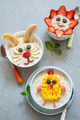 Wall Mural - Easter Funny oat porridge bowls for kids