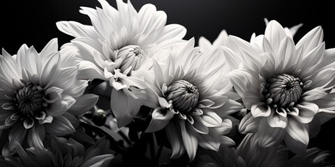 Poster - A black and white photo capturing a beautiful bunch of flowers. Perfect for adding an elegant touch to any project