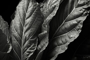 Poster - A black and white photo of a leafy plant. Suitable for nature-themed designs and publications