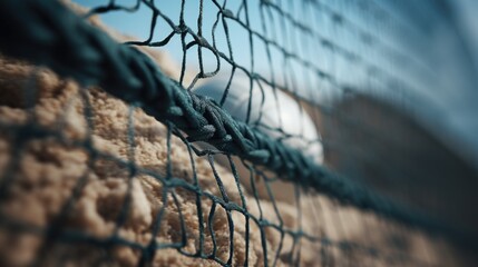 Poster - A detailed view of a tennis ball on a tennis court. Perfect for sports-related projects