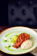 Seared Salmon with Apple Garnish and Mint Sauce