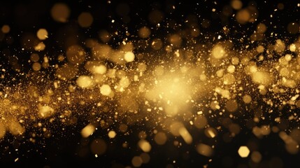 Poster - A stunning black background with an abundance of gold sparkles. Perfect for adding a touch of glamour and luxury to any project