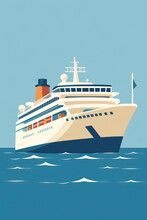 Summer Seas: Voyage Of The Blue Liner - An Illustration Of Active Leisure And Luxury Transportation In The Distant Ocean
