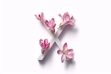 Wall Mural - 3d xeranthemum flower letter x isolated on white background for design and decoration