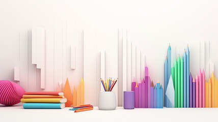 Fototapete - background back to school bright modern 3d.