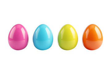 Poster - Set of multicolor glossy Easter eggs. Realistic colored eggs on a transparent background. Easter, holiday symbol. PNG image