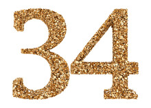34 Number Gold Glitter