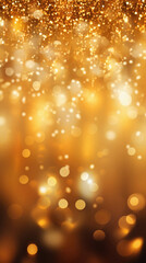 Golden glitter christmas abstract background with bokeh defocused lights