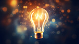 Fototapeta  - light bulb turns on partially bright idea on business success banner concept background
