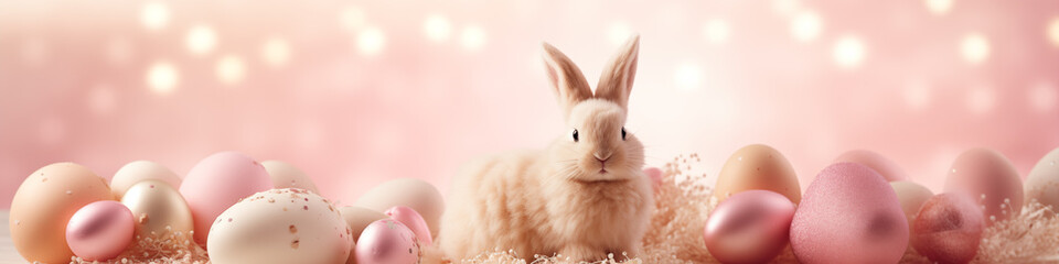 Wall Mural - easter bunny on web banner