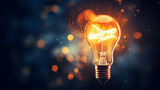 Fototapeta  - light bulb turns on partially bright idea on business success banner concept background