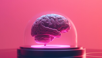 Poster - Neon glowing human brain