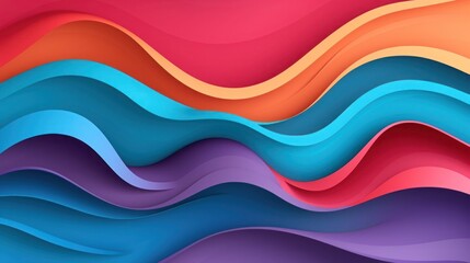 Wall Mural - Abstract realistic papercut decoration textured with cardboard wavy layers rainbow colors. Cover layout material design template