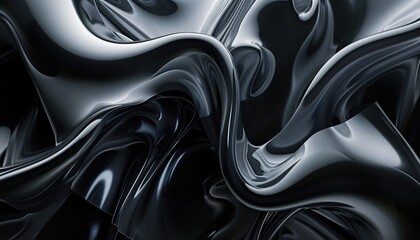 Wall Mural - Abstract black and white curvy background