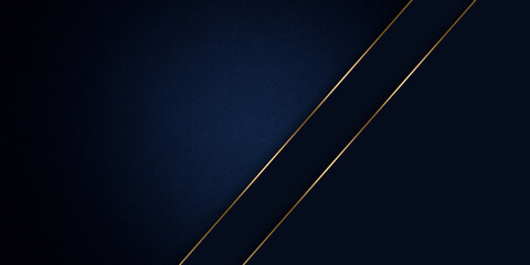 Poster - Grunge dark blue and gold lines luxury premium background