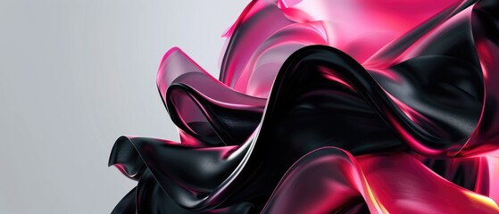 Wall Mural - Abstract black and pink wavy background