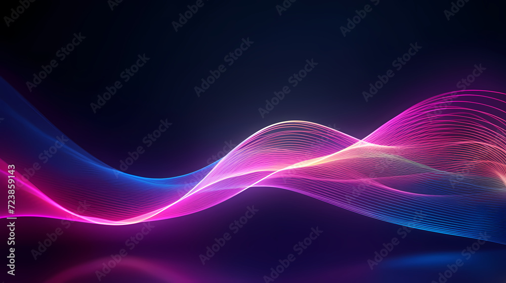 Future digital technology, abstract digital waves and particles on dark background