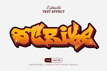 Poster - strike text effect comic sticker graffiti style. editable text effect.