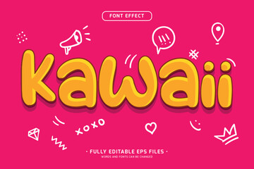 Wall Mural - kawaii doodle text effect, editable vector text effect