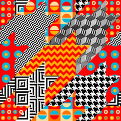 Aufkleber - Abstract seamless pattern. Patchwork hounds-tooth pattern. Vector illustration