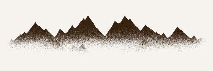 Poster - Imitation of a mountain landscape, noisy stippled grainy texture, pointillism, banner