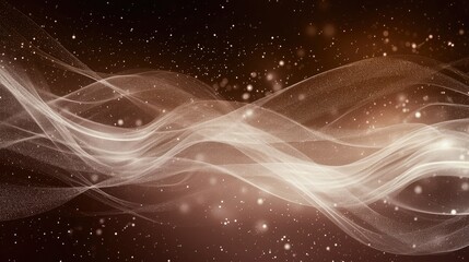 Wall Mural - abstract shine glow backgound. white glitter wave on brown.