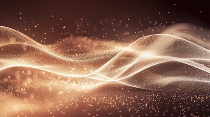 Wall Mural - abstract shine glow backgound. white glitter wave on brown.
