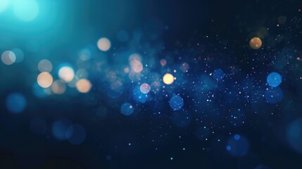 Poster - defocused light flare. blur glow banner. cyber illumination. bokeh neon navy blue black color gradie