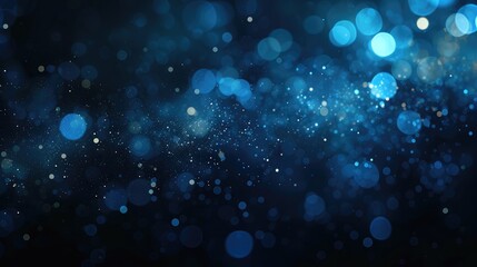 Poster - defocused light flare. blur glow banner. cyber illumination. bokeh neon navy blue black color gradie