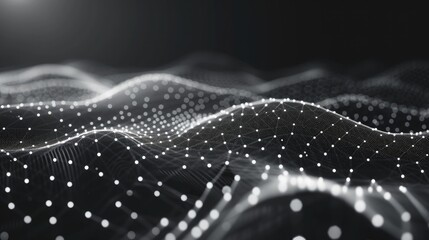 Wall Mural - wave of dots and weave lines. abstract background. network connection structure.