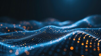 Wall Mural - wave of dots and weave lines. abstract background. network connection structure.