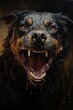 Powerful Dog Displaying Aggression with Bared Teeth and Intense Expression