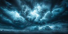 Foreboding Storm Clouds Create An Eerie And Mystifying Scene Under Dark Skies. Сoncept Stormy Landscape, Eerie Atmosphere, Dark Skies, Mysterious Scene