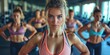 Group Of Fit Women Exercising Together In A Vibrant Gym Atmosphere. Сoncept Women’s Fitness Class, Group Workout, Vibrant Gym, Exercise Buddies, Fit And Fabulous