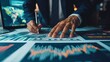 © chayantorn - Close-up of a central banker's hands analyzing monetary policy documents, with global economic charts in the background