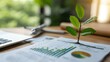 © chayantorn - Detailed view of a green business plan document with charts on eco-friendly product sales
