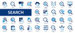 © LineSolution  - Search flat icons set. Magnifying glass, research, explore, control, search bot, inspection icons and more signs. Flat icon collection.
