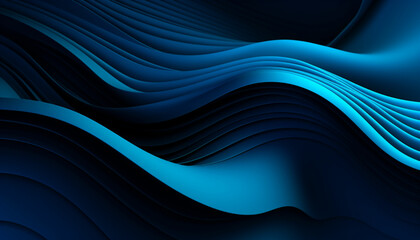 Poster - Blue wavy halftone black background