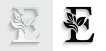 Letter E  Flower Letters. Vintage Ornament Initial Alphabet. Logo Vector	
